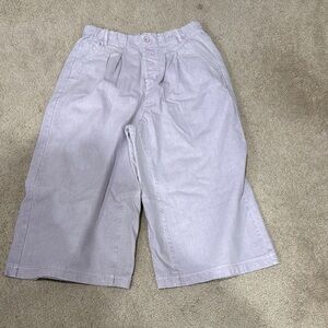 Casual Light purple Pleated capri shorts below knee
